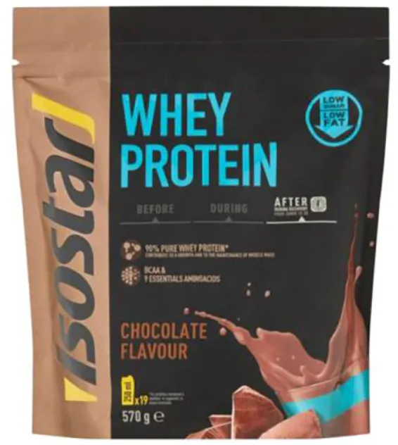 Pudra pentru prepararea shake-urilor proteice cu aroma de ciocolata Whey Protein, 570g, Isostar — preț și oferte