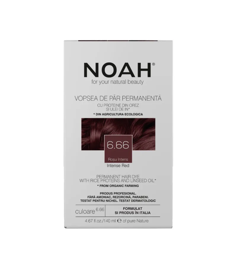 Vopsea de par naturala Rosu inchis (6.66), 140ml, Noah — preț și oferte
