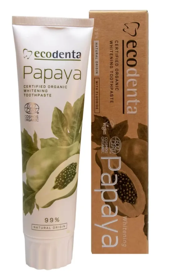 Pasta de dinti organica pentru albire cu extract de papaya, 75ml, Ecodenta — preț și oferte