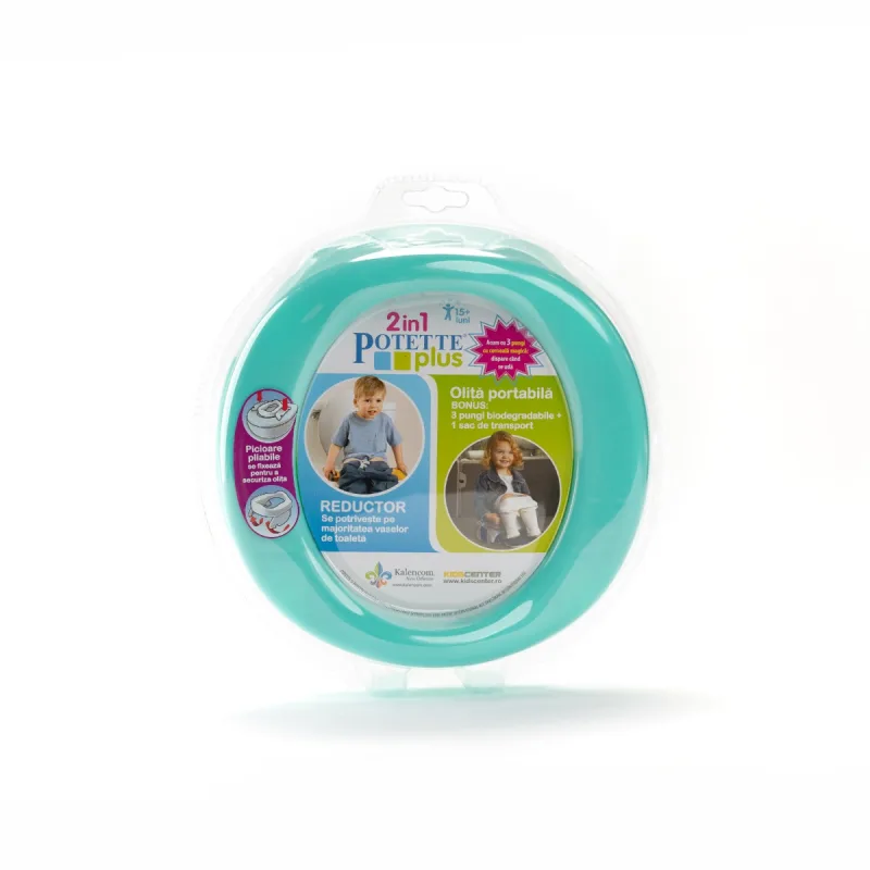 Olita portabila pliabila 2 in 1 15+ luni Turquoise + Verde, 1 bucata, Potette Plus — preț și oferte