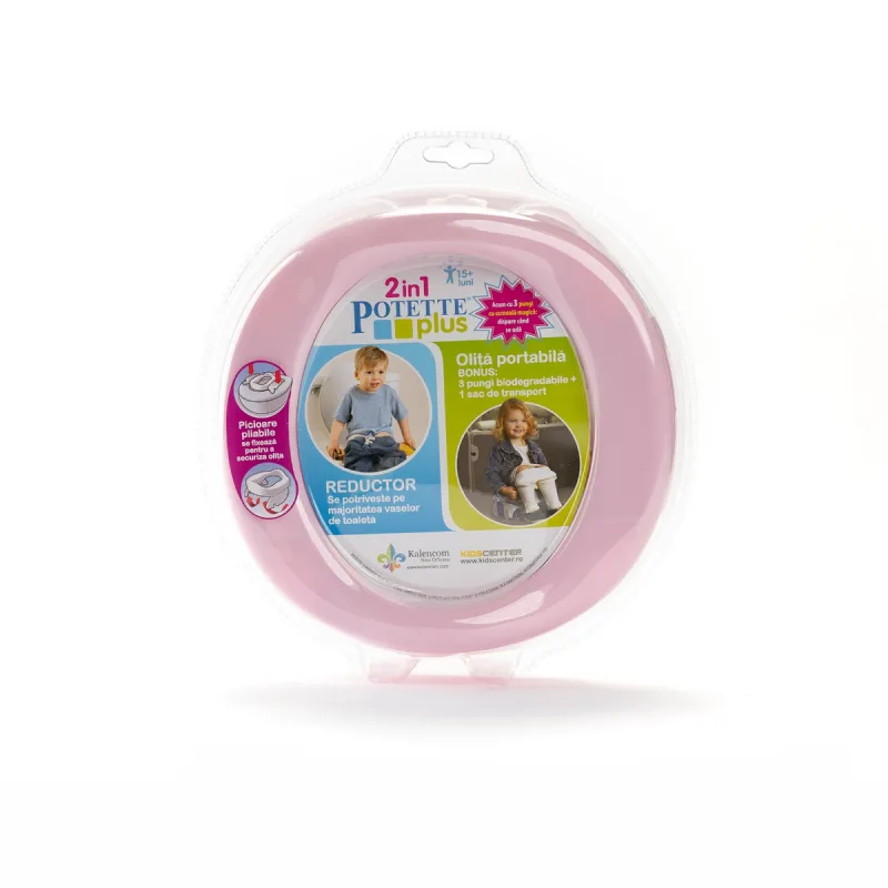 Olita portabila pliabila 2 in 1 15+ luni Roz+ Alb, 1 bucata, Potette Plus — preț și oferte