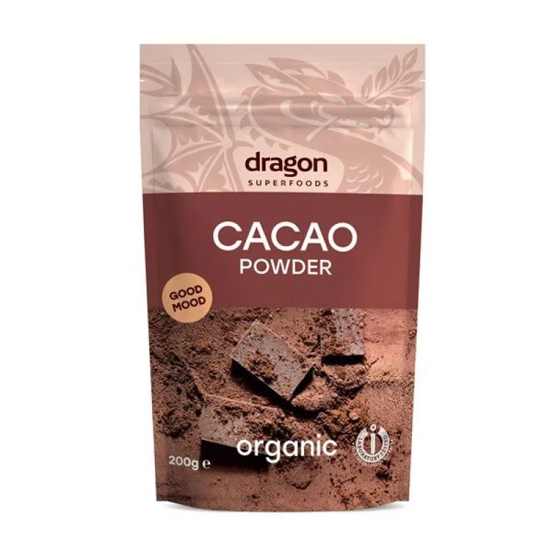 Pudra de cacao cruda bio, 200g, Dragon Superfoods — preț și oferte