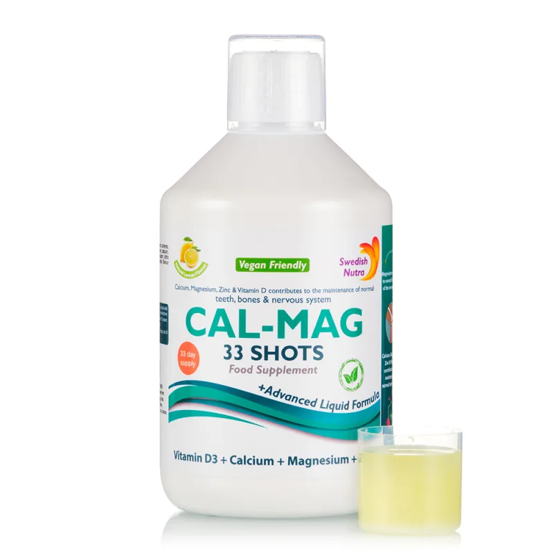 Calciu + Magneziu + Zinc + Vitamina D3 + Vitamina C lichid, 500ml, Swedish Nutra — preț și oferte