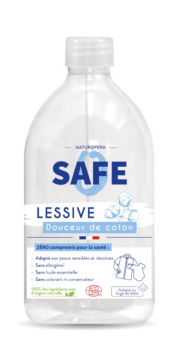 Detergent bio pentru rufe cu parfum de bumbac fara alergeni, 1000ml, Safe — preț și oferte