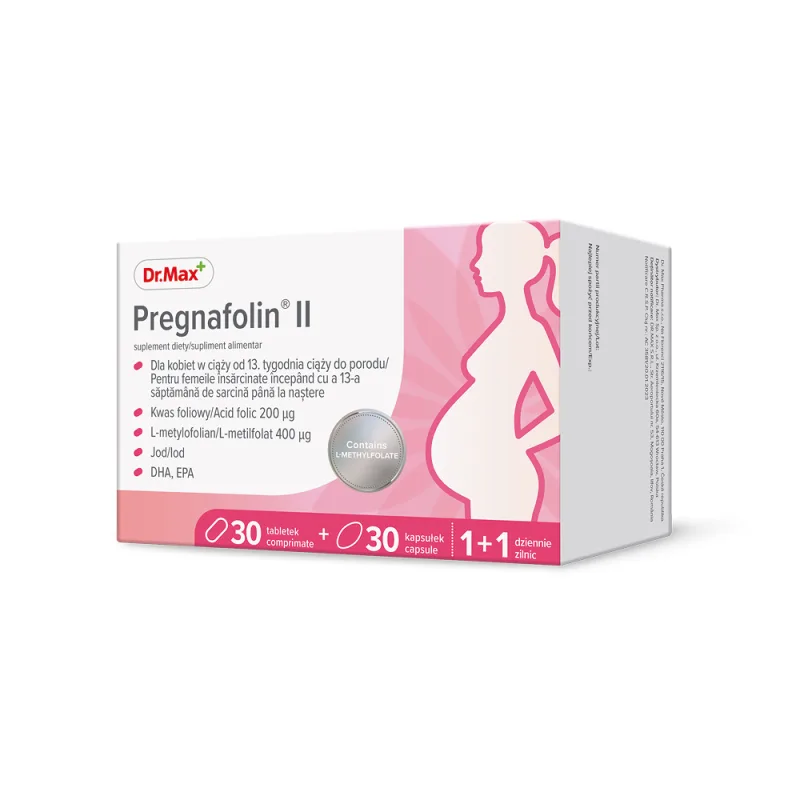 Dr. Max Pregnafolin II, 30 comprimate filmate + 30 capsule moi — preț și oferte