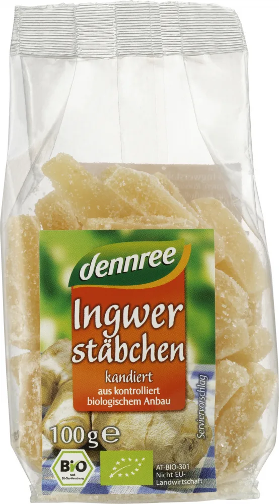 Ghimbir confiat bio, 100g, Dennree — preț și oferte