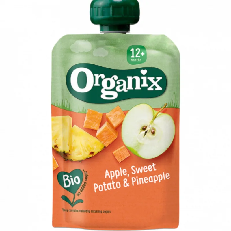 Piure de mere si cartof dulce cu ananas +12 luni Bio, 100g, Organix — preț și oferte