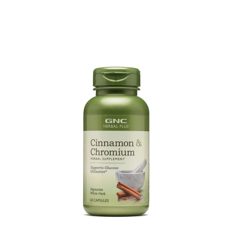 Extract standardizat de scortisoara si crom Herbal Plus®, 60 capsule, GNC — preț și oferte
