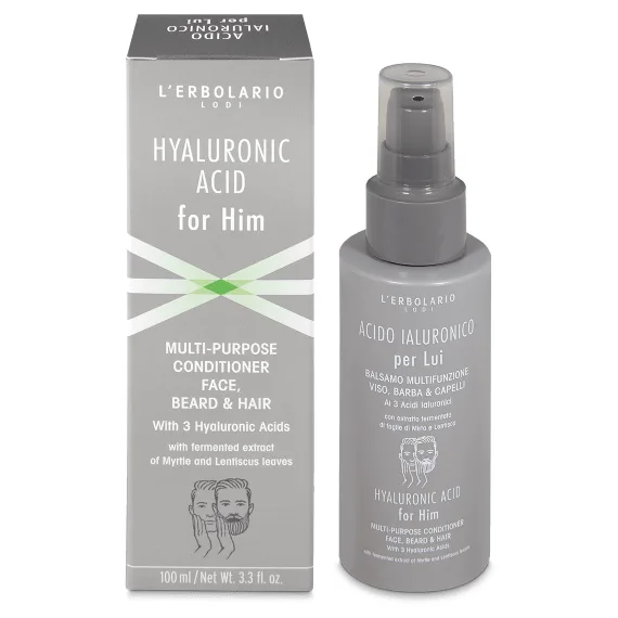 L'Erbolario Balsam multifunctional pentru fata, barba si par cu acid hialuronic pentru barbati, 100ml — preț și oferte