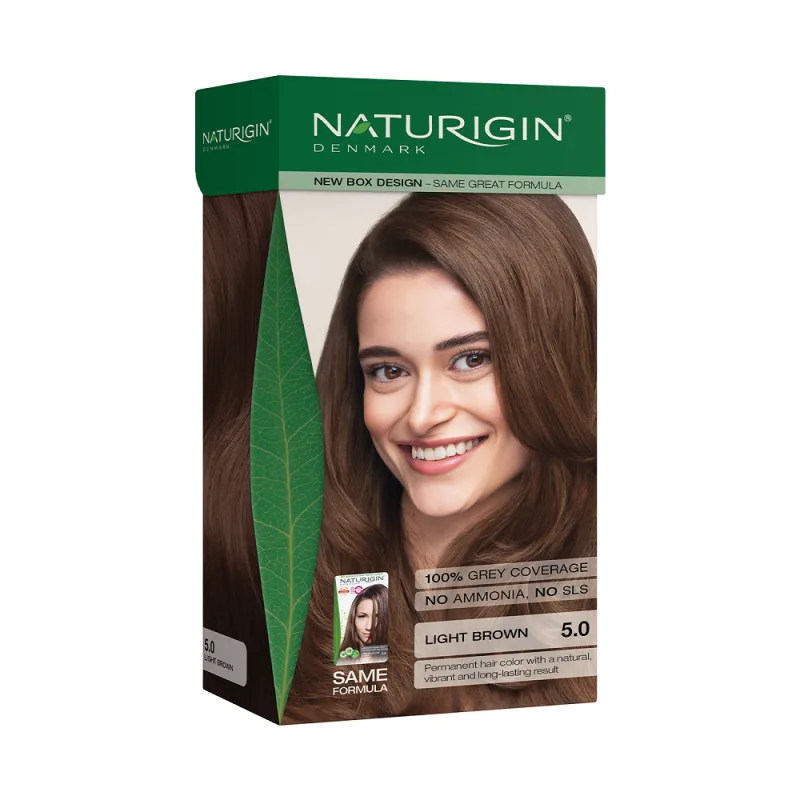 Vopsea de par Light Brown 5.0, 115ml, Naturigin — preț și oferte