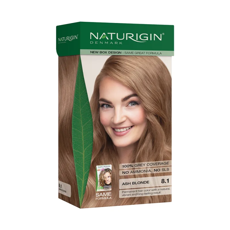 Vopsea de par Ash Blonde 8.1, 115ml, Naturigin — preț și oferte
