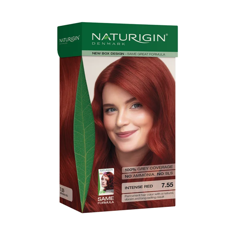 Vopsea de par Medium Intense Red 7.55, 115ml, Naturigin — preț și oferte