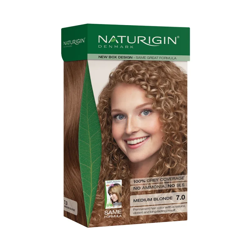 Vopsea de par Medium Blonde 7.0, 115ml, Naturigin — preț și oferte