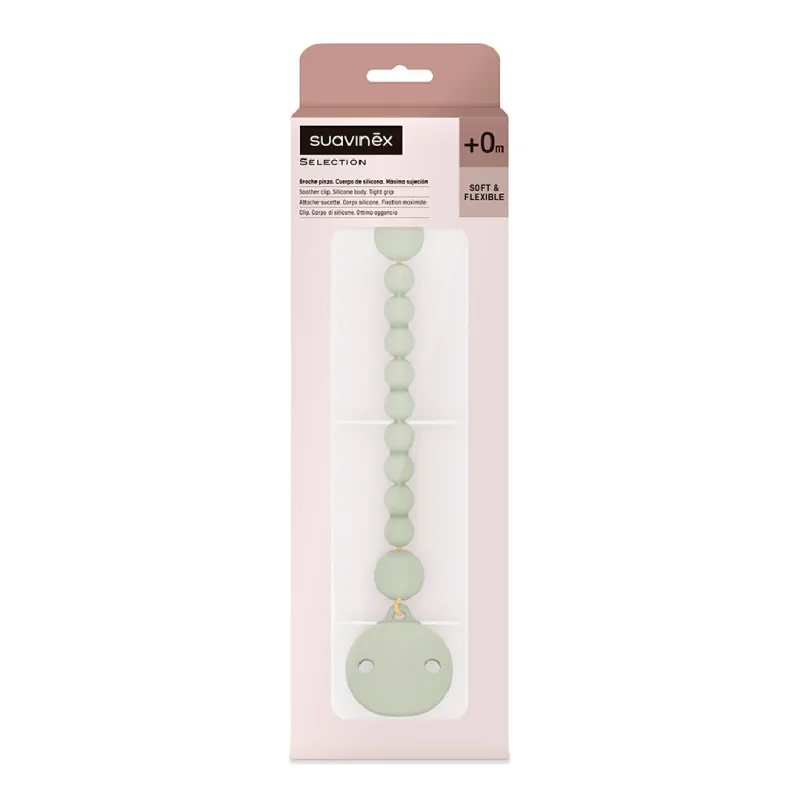 Lantisor cu clips pentru suzeta Colour Essence, Verde, 1 bucata, Suavinex — preț și oferte