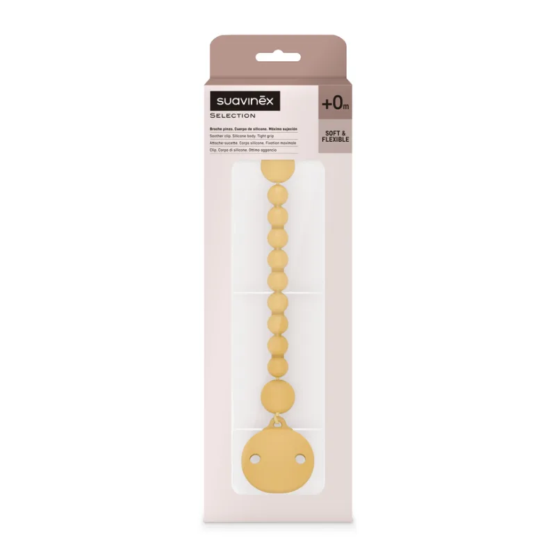 Lantisor cu clips pentru suzeta Colour Essence, Galben, 1 bucata, Suavinex — preț și oferte