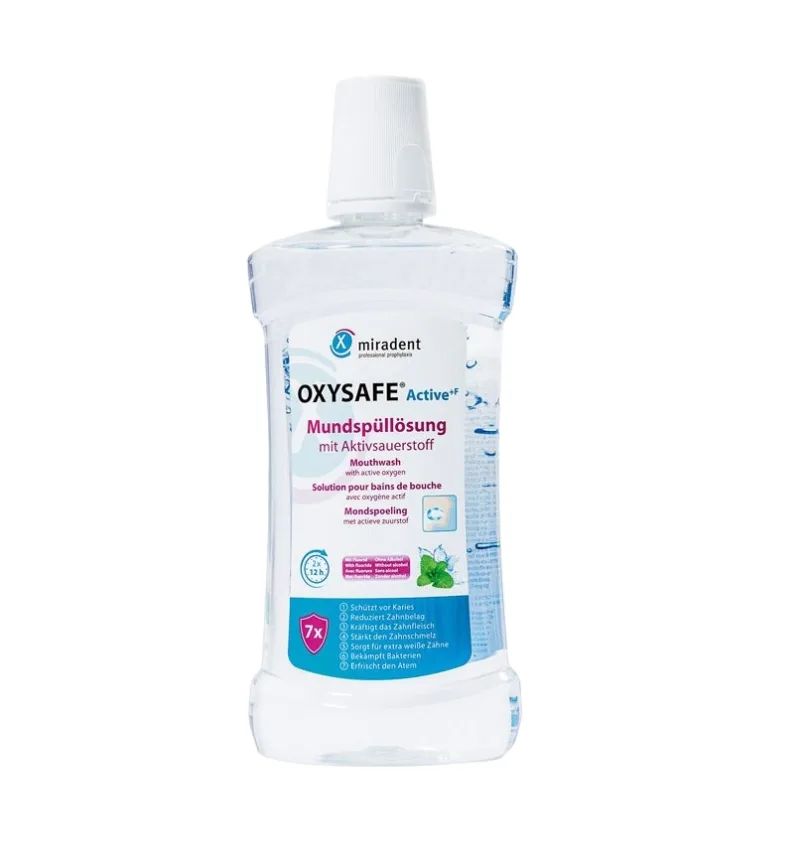 Apa de gura cu oxigen activ Oxysafe Active+F, 500ml, Miradent — preț și oferte