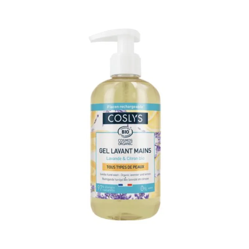 Gel bio pentru spalare pe maini fara sapun, cu extract de lamaie si lavanda, 300ml, Coslys — preț și oferte