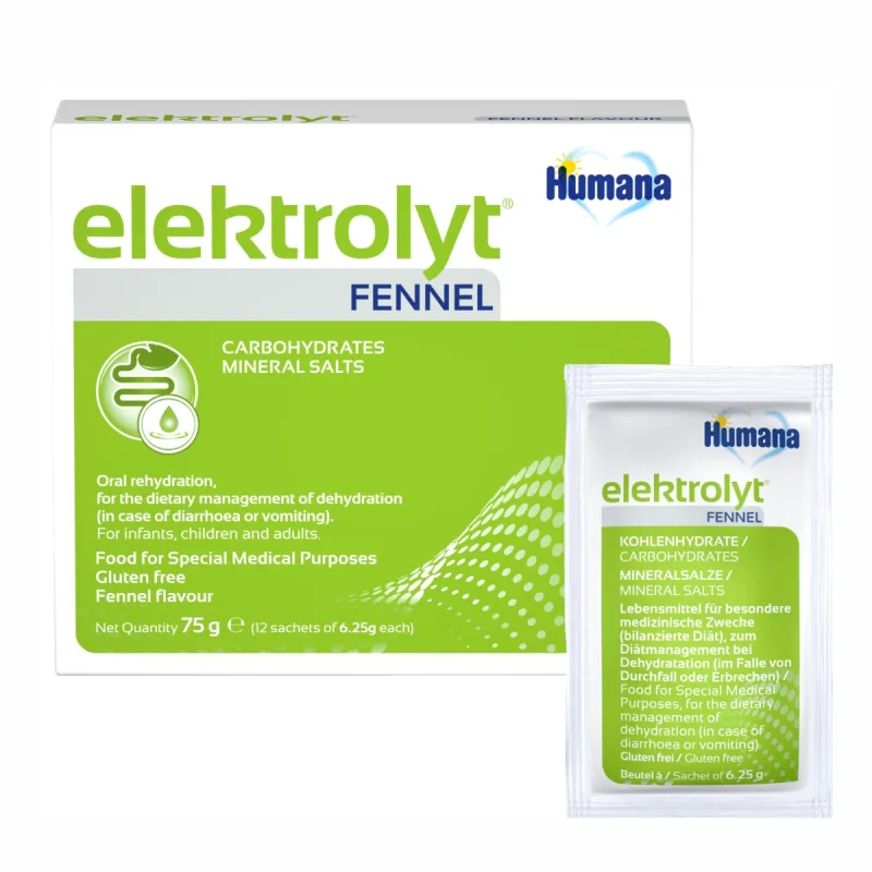 Elektrolyt cu fenicul pentru +0 luni, 75g, Humana — preț și oferte