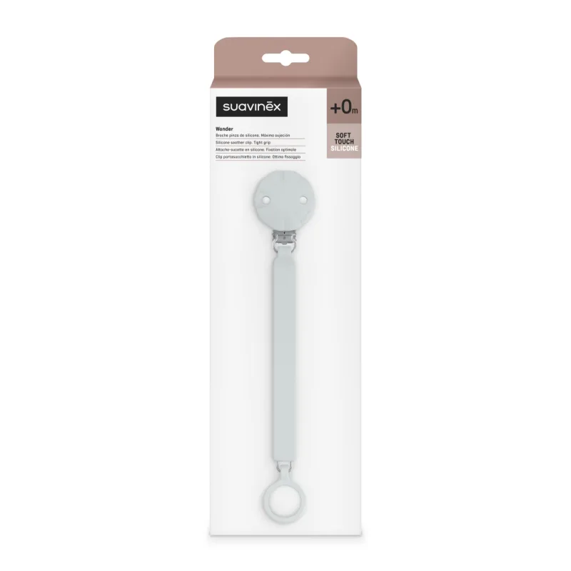 Lantisor din silicon cu clips pentru suzeta Wonder, Albastru, 1 bucata, Suavinex — preț și oferte
