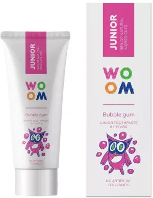 Pasta de dinti pentru copii 6+ ani Junior Bubble Gum, 50ml, Woom