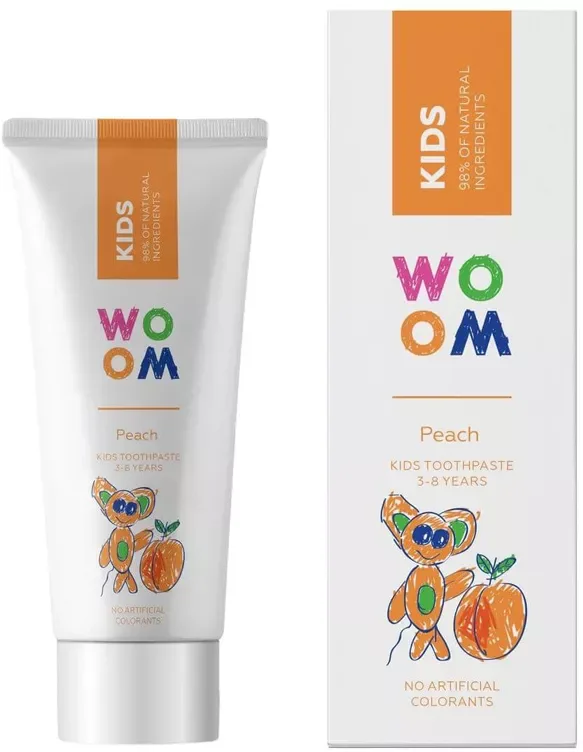 Pasta de dinti pentru copii 3-8 ani Kids Peach, 50ml, Woom — preț și oferte