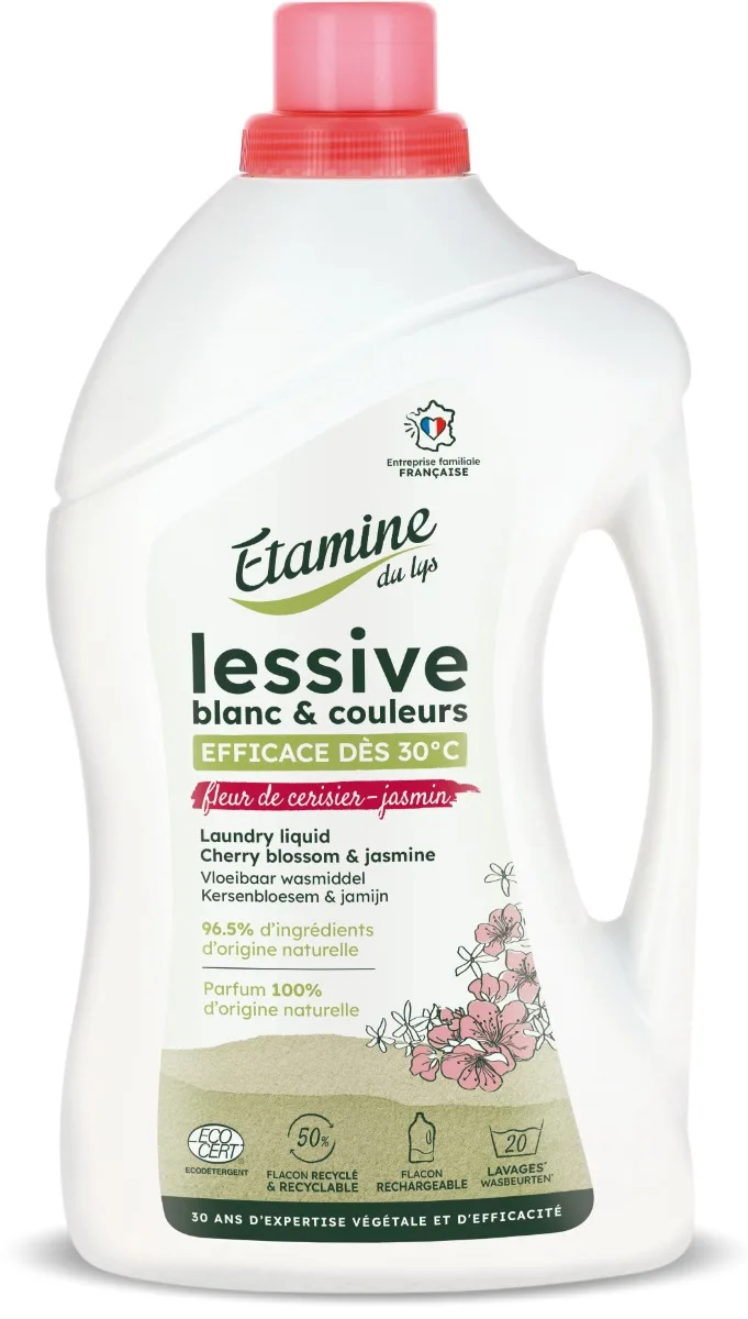 Detergent bio pentru rufe albe si colorate cu parfum de flori de cires si iasomie, 1000ml, Etamine — preț și oferte