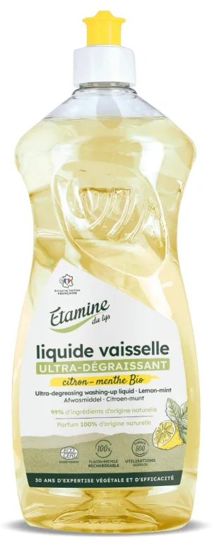 Detergent bio ultra degresant pentru vase cu parfum de menta si lamaie, 1000ml, Etamine