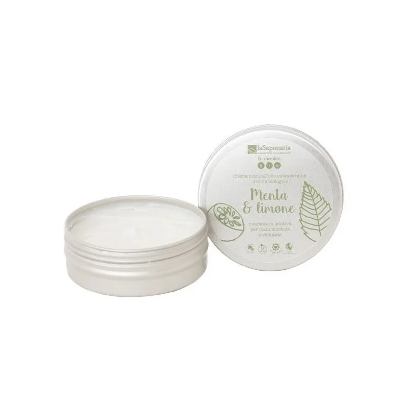 Crema de maini organica cu menta si lamaie, 60ml, La Saponaria — preț și oferte