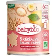 Bio 5 cereale cu banane mere si quinoa, 220g, BabyBio — preț și oferte