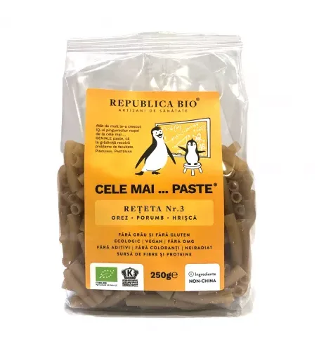 Paste Reteta 3 orez, porumb si hrisca eco fara gluten, 250g, Republica Bio — preț și oferte