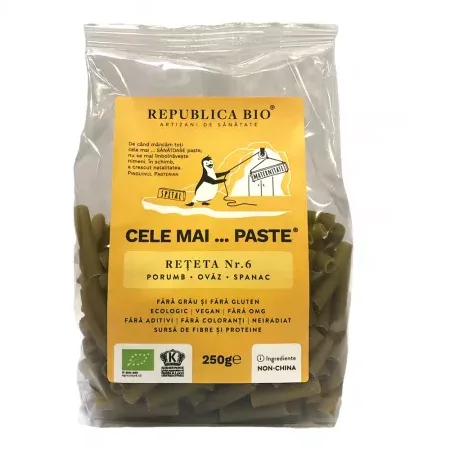Paste Reteta 6 porumb ovaz si spanac eco fara gluten, 250g, Republica Bio — preț și oferte