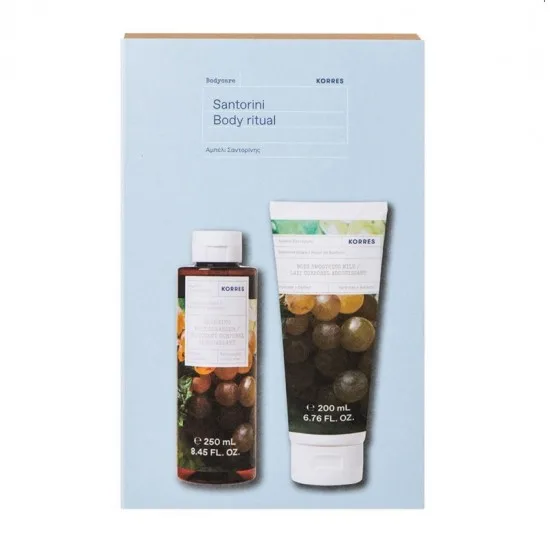 Pachet Santorini Gel de dus 250ml + Lapte de corp 200ml, Korres — preț și oferte