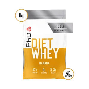 Pudra proteica cu aroma de banane Diet Whey, 1kg, PhD