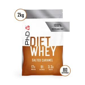 Pudra proteica cu aroma de caramel sarat Diet Whey, 2kg, PhD