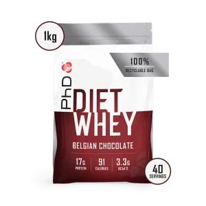 Pudra proteica cu aroma de ciocolata belgiana Diet Whey, 1kg, PhD