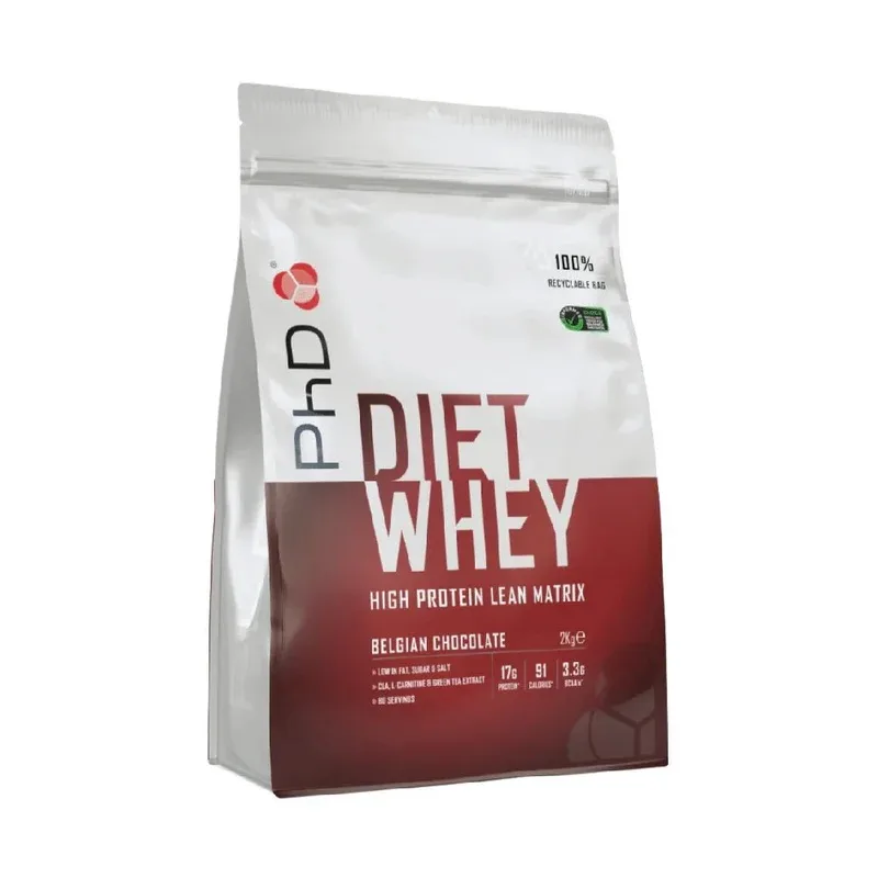 Pudra proteica cu aroma de ciocolata belgiana Diet Whey, 2kg, PhD — preț și oferte