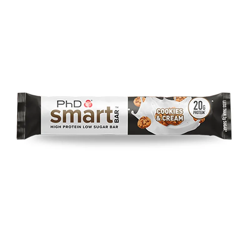 Baton proteic cu biscuiti si frisca Smart Bar Cookies & Cream, 64g, PhD — preț și oferte