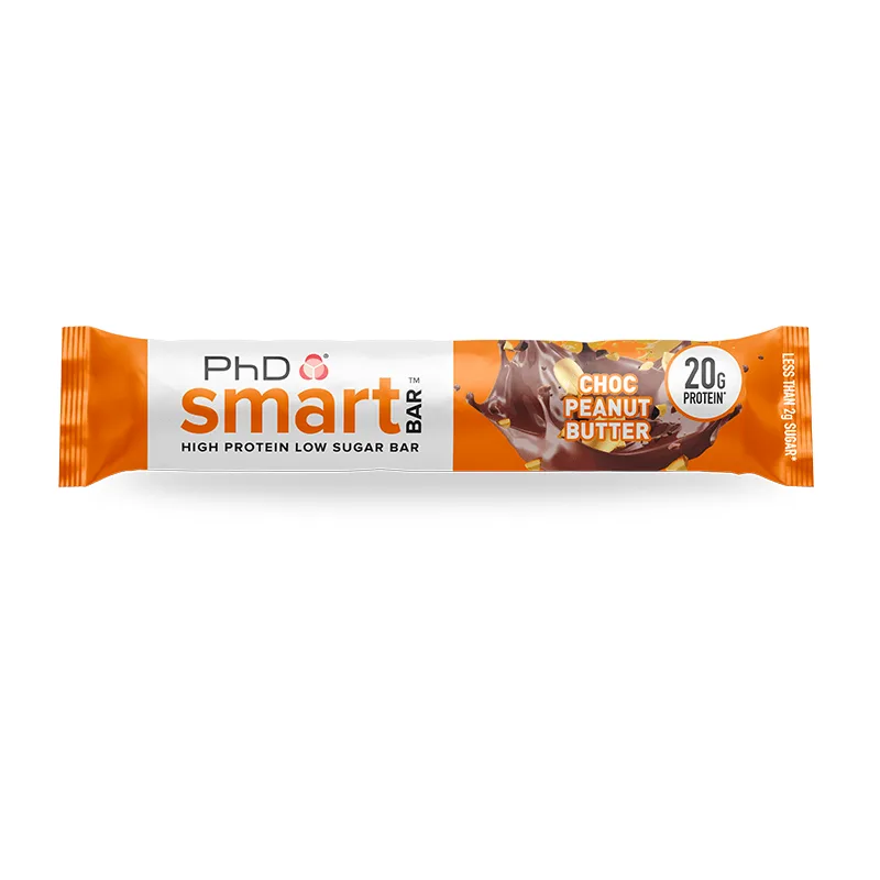 Baton proteic cu ciocolata si unt de arahide Smart Bar Choc Peanut Butter, 64g, PhD — preț și oferte