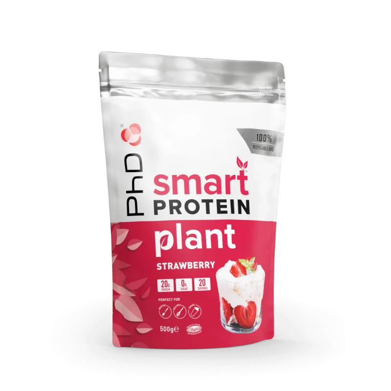 Pudra de proteine vegetale cu aroma de capsuni si frisca Smart Protein Plant, 500g, PhD — preț și oferte