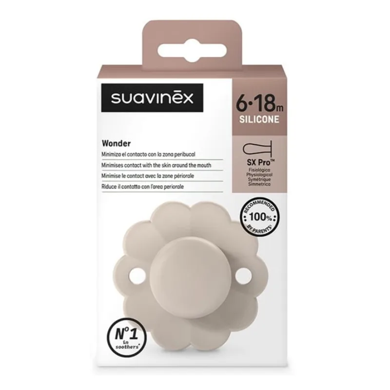 Suzeta fiziologica din silicon Wonder, 6-18 luni, mauve chalk, 1 bucata, Suavinex — preț și oferte