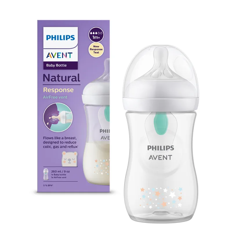 Biberon anti-colici model ursulet pentru +1 luni Natural Response SCY673/82, 260ml, Philips Avent — preț și oferte