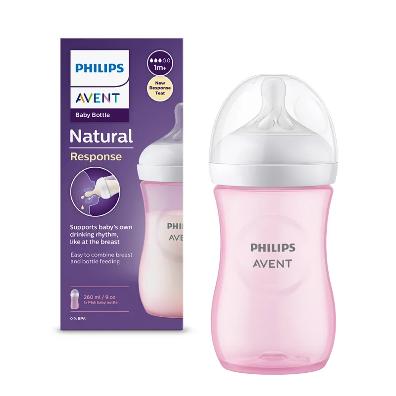 Biberon pentru 3-6 luni Natural Response Roz SCY903/11, 260ml, Philips Avent — preț și oferte