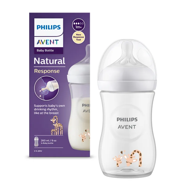 Biberon pentru +1 luna model girafa Natural Response SCY903/66, 260ml, Philips Avent — preț și oferte