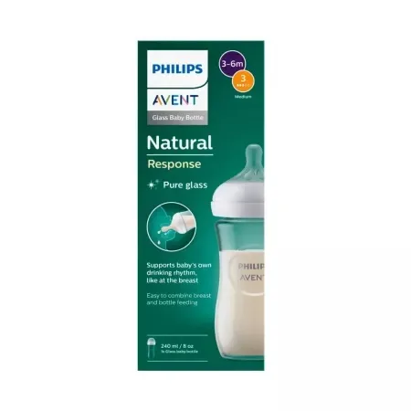 Biberon sticla pentru 3 - 6 luni Natural Response SCY933/01, 240ml, Philips Avent — preț și oferte