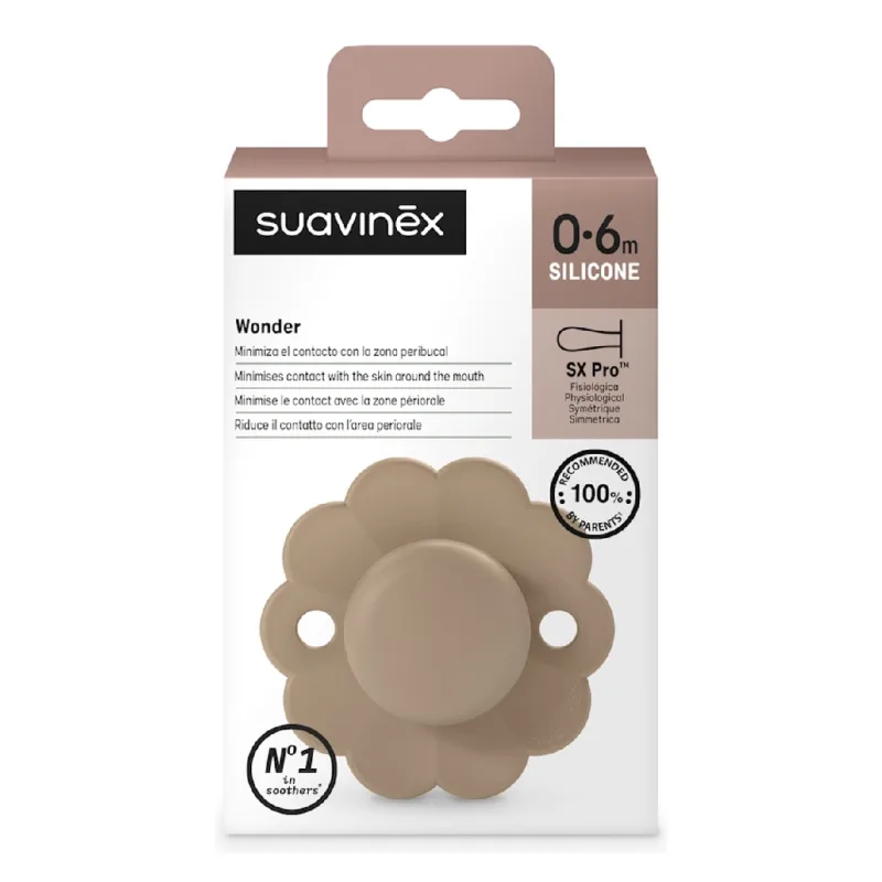Suzeta fiziologica din silicon Wonder, 0-6 luni, caramel, 1 bucata, Suavinex — preț și oferte