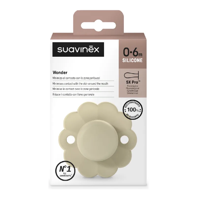 Suzeta fiziologica din silicon Wonder, 0-6 luni, crem, 1 bucata, Suavinex — preț și oferte