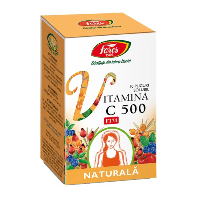 Vitamina C 500 naturala, 10 plicuri, Fares — preț și oferte