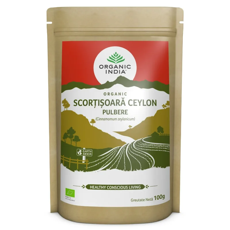 Scortisoara Ceylon pulbere fara gluten, 100g, Organic India — preț și oferte
