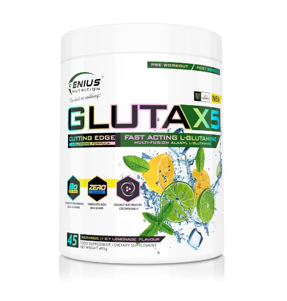 Gluta-X5 cu aroma de limonada, 405g, Genius Nutrition — preț și oferte
