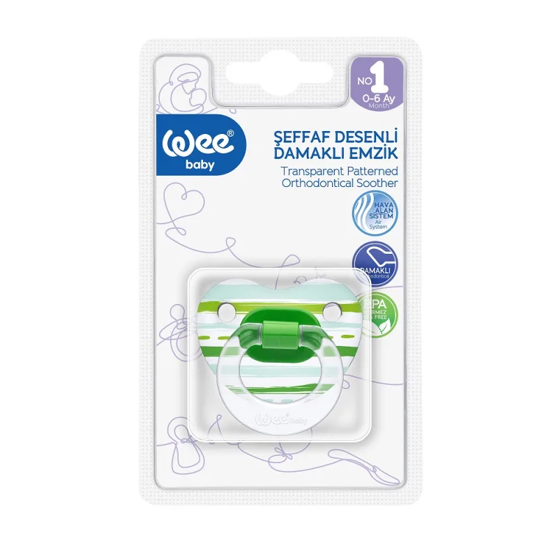 Suzeta din silicon ortodontica transparenta cu desen nr.1, 1 bucata, Wee Baby — preț și oferte